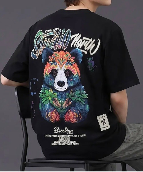 revertical(リバーティカル)の「パンダ アートグラフィック バックプリント 半袖Tシャツ(Tシャツ/カットソー・メンズ・ホワイト/ブラック・LARGE)」の2枚目の写真