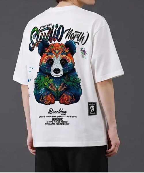 revertical(リバーティカル)の「パンダ アートグラフィック バックプリント 半袖Tシャツ(Tシャツ/カットソー・メンズ・ホワイト/ブラック・LARGE)」の3枚目の写真