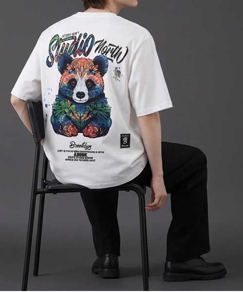 revertical(リバーティカル)の「パンダ アートグラフィック バックプリント 半袖Tシャツ(Tシャツ/カットソー・メンズ・ホワイト/ブラック・LARGE)」の6枚目の写真