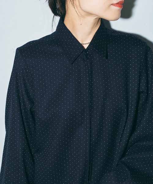 CITYSHOP(シティーショップ)の「WOOL DOT SKIPPER DRESS:ワンピース(ワンピース・レディース・ライトグレー/ネイビー・38/36)」の6枚目の写真