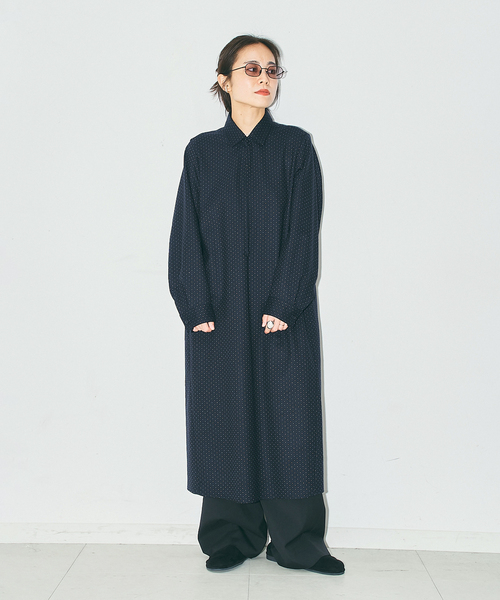 CITYSHOP(シティーショップ)の「WOOL DOT SKIPPER DRESS:ワンピース(ワンピース・レディース・ライトグレー/ネイビー・38/36)」の7枚目の写真