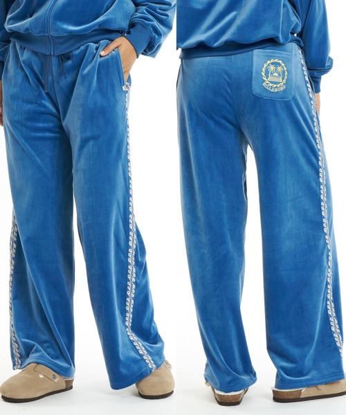 BILLABONG(ビラボン)の「BILLABONG ウィメンズ SURF CAMP PALM 73 LONG PANTS ロングパンツ 【2026年秋冬モデル】/ビラボンベロアワイドパンツ(セットアップ対応可)(その他パンツ・レディース・エメラルド/ブルー系その他/アイボリー・LARGE/MEDIUM)」の1枚目の写真