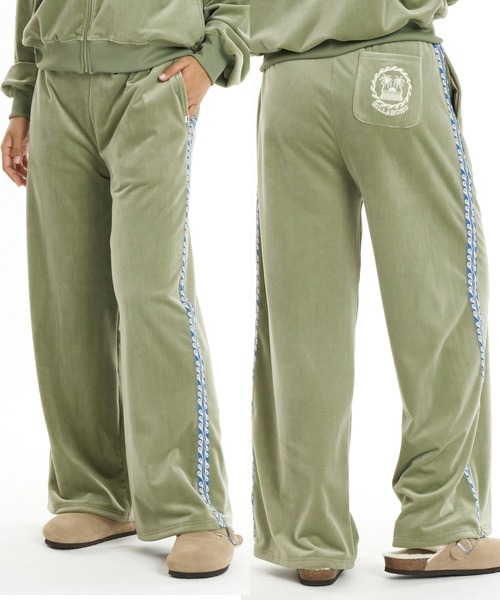 BILLABONG(ビラボン)の「BILLABONG ウィメンズ SURF CAMP PALM 73 LONG PANTS ロングパンツ 【2026年秋冬モデル】/ビラボンベロアワイドパンツ(セットアップ対応可)(その他パンツ・レディース・エメラルド/ブルー系その他/アイボリー・LARGE/MEDIUM)」の3枚目の写真