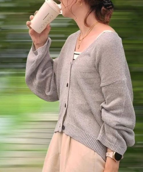 Human 2nd Occasion(ヒューマンセカンドオケージョン)の「大人の度甘ニットカーディガン(カーディガン/ボレロ・レディース・グレー/ブラック・FREE)」の7枚目の写真