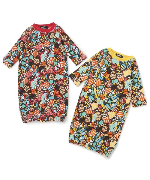 XLARGE KIDS（エクストララージキッズ）の「スナックファニーゴリラ2WAYオール（ロンパース・キッズ・レッド/イエロー・50-70cm）」の3枚目の写真