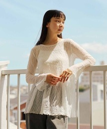 リブ イン コンフォート 一枚でも重ねても楽しめる 伸びやかな総レースカットソートップス