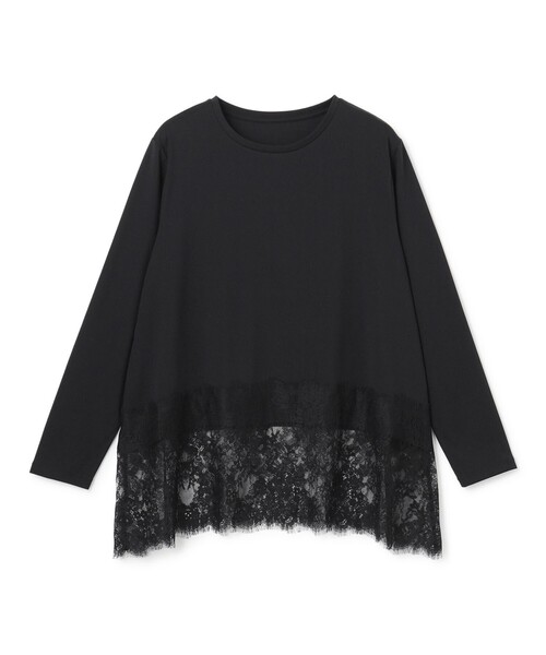 UNFILO(アンフィーロ)の「【一枚着でもインナーにも使える】レースコンビ カットソー(Tシャツ/カットソー・レディース・ブラック系1/ホワイト系/ブラック系・X-LARGE/XX-LARGE)」の2枚目の写真