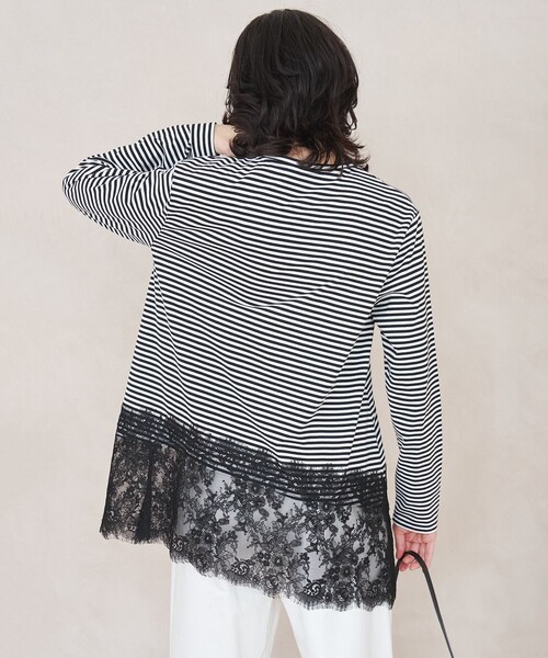 UNFILO(アンフィーロ)の「【一枚着でもインナーにも使える】レースコンビ カットソー(Tシャツ/カットソー・レディース・ブラック系1/ホワイト系/ブラック系・X-LARGE/XX-LARGE)」の15枚目の写真