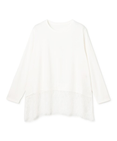 UNFILO(アンフィーロ)の「【一枚着でもインナーにも使える】レースコンビ カットソー(Tシャツ/カットソー・レディース・ブラック系1/ホワイト系/ブラック系・X-LARGE/XX-LARGE)」の21枚目の写真