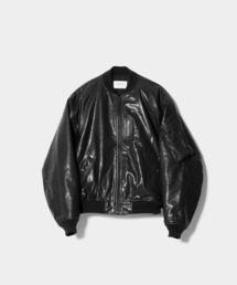 light lamb leather fan shape MA-1 blouson