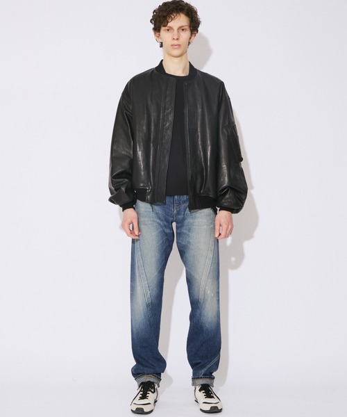 beautiful people(ビューティフルピープル)の「light lamb leather fan shape MA-1 blouson(MA-1・レディース・ブラック・36/38/40)」の6枚目の写真