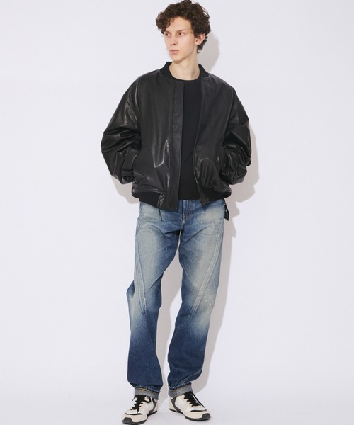 beautiful people(ビューティフルピープル)の「light lamb leather fan shape MA-1 blouson(MA-1・レディース・ブラック・36/38/40)」の9枚目の写真