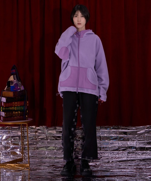 Nora Lily(ノラリリー)の「【Nora Lily】Boa Zip-Up Hoodie(ブルゾン・レディース・ブルー/ベージュ/パープル/ブラック/グレー・FREE)」の20枚目の写真