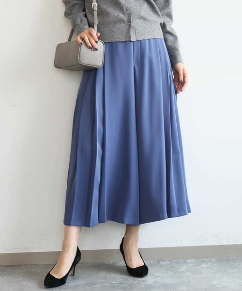 MK MICHEL KLEIN（エムケーミッシェルクラン）の「[撥水/洗える]サイドプリーツツイルワイドパンツ（スラックス・レディース・ネイビー/ブルー・38）」の9枚目の写真
