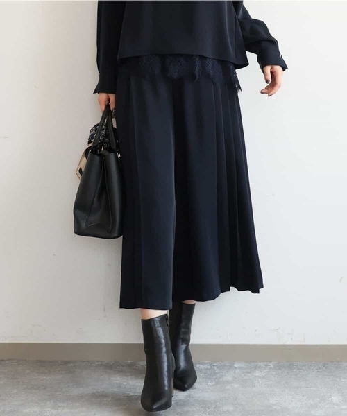 MK MICHEL KLEIN（エムケーミッシェルクラン）の「[撥水/洗える]サイドプリーツツイルワイドパンツ（スラックス・レディース・ネイビー/ブルー・38）」の7枚目の写真