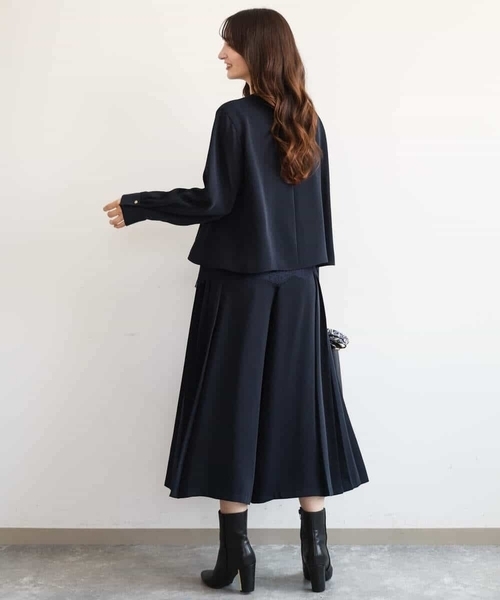 MK MICHEL KLEIN（エムケーミッシェルクラン）の「[撥水/洗える]サイドプリーツツイルワイドパンツ（スラックス・レディース・ネイビー/ブルー・38）」の18枚目の写真