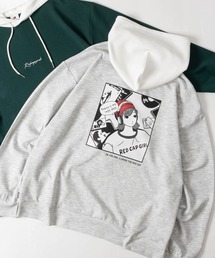 【a-r】〔RedCapGirl/レッドキャップガール〕ダンボールニット フード切替バックイラストパーカー ストレッチ/シルクタッチ