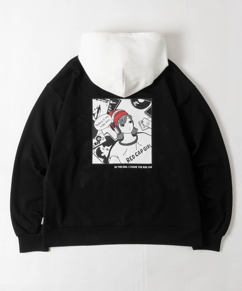 Red Cap Girl(レッドキャプガール)の「【a-r】〔RedCapGirl/レッドキャップガール〕ダンボールニット フード切替バックイラストパーカー ストレッチ/シルクタッチ(パーカー・メンズ・アッシュグレー/ホワイト/ブラック/ピンク/グリーン・MEDIUM/LARGE)」の18枚目の写真