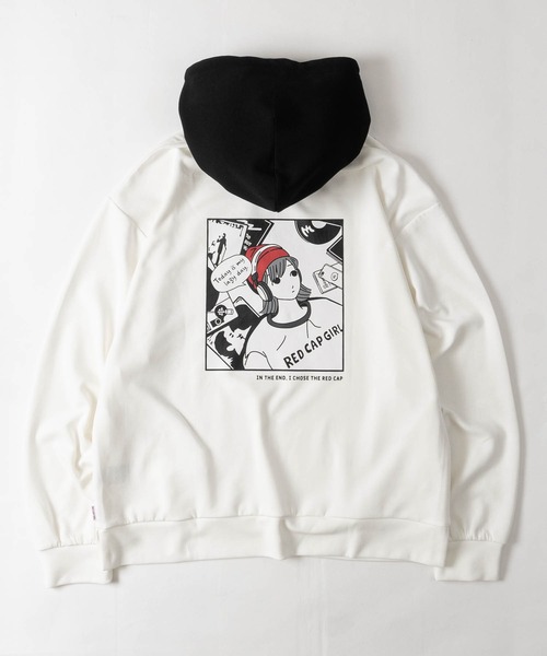 Red Cap Girl(レッドキャプガール)の「【a-r】〔RedCapGirl/レッドキャップガール〕ダンボールニット フード切替バックイラストパーカー ストレッチ/シルクタッチ(パーカー・メンズ・アッシュグレー/ホワイト/ブラック/ピンク/グリーン・MEDIUM/LARGE)」の16枚目の写真