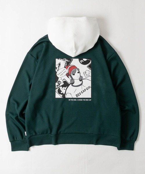 Red Cap Girl(レッドキャプガール)の「【a-r】〔RedCapGirl/レッドキャップガール〕ダンボールニット フード切替バックイラストパーカー ストレッチ/シルクタッチ(パーカー・メンズ・アッシュグレー/ホワイト/ブラック/ピンク/グリーン・MEDIUM/LARGE)」の22枚目の写真