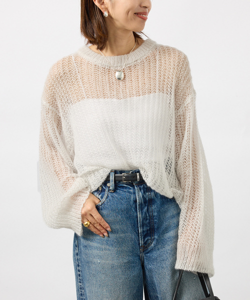 VERMEIL par iena(ヴェルメイユパーイエナ)の「Airy Silk Wool Blend ニット(ニット/セーター・レディース・ホワイト/レッド・FREE)」の13枚目の写真