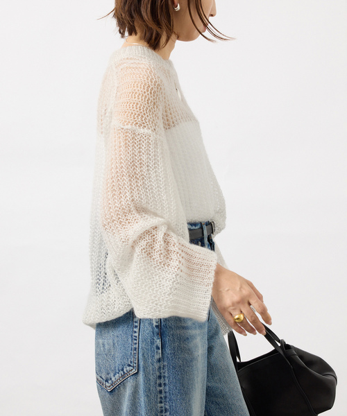 VERMEIL par iena(ヴェルメイユパーイエナ)の「Airy Silk Wool Blend ニット(ニット/セーター・レディース・ホワイト/レッド・FREE)」の14枚目の写真