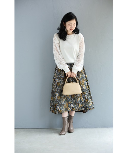 cawaii(カワイイ)の「上品な華やかさ 袖だけレースニットトップス(ニット/セーター・レディース・ブラック/ホワイト・FREE)」の9枚目の写真
