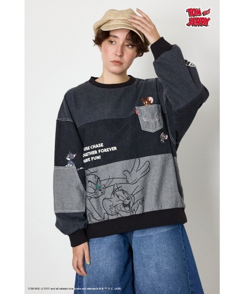 RODEO CROWNS WIDE BOWL(ロデオクラウンズワイドボウル)の「(TOM AND JERRY)カスタムデニムトップス(その他トップス・レディース・ブルー/ブラック・FREE)」の1枚目の写真