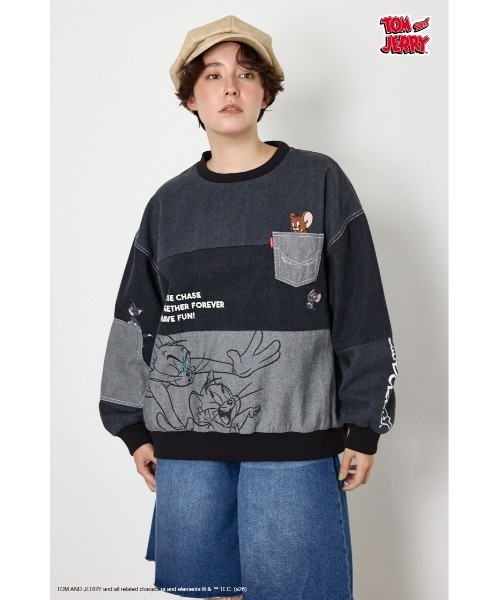 RODEO CROWNS WIDE BOWL(ロデオクラウンズワイドボウル)の「(TOM AND JERRY)カスタムデニムトップス(その他トップス・レディース・ブルー/ブラック・FREE)」の3枚目の写真