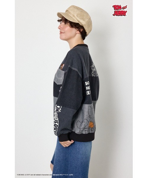 RODEO CROWNS WIDE BOWL(ロデオクラウンズワイドボウル)の「(TOM AND JERRY)カスタムデニムトップス(その他トップス・レディース・ブルー/ブラック・FREE)」の4枚目の写真