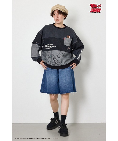 RODEO CROWNS WIDE BOWL(ロデオクラウンズワイドボウル)の「(TOM AND JERRY)カスタムデニムトップス(その他トップス・レディース・ブルー/ブラック・FREE)」の6枚目の写真