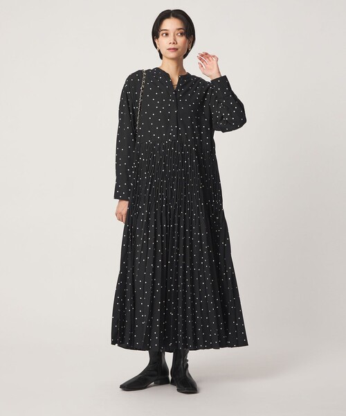 size SHORT/TALLあり］ワッシャー プリーツ ワンピース ドット