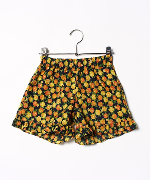 CHUBBYGANG（チャビーギャング）の「オレンジ柄　フリルショートパンツ（その他パンツ・キッズ・ネイビー/ホワイト・140/160/150）」の2枚目の写真