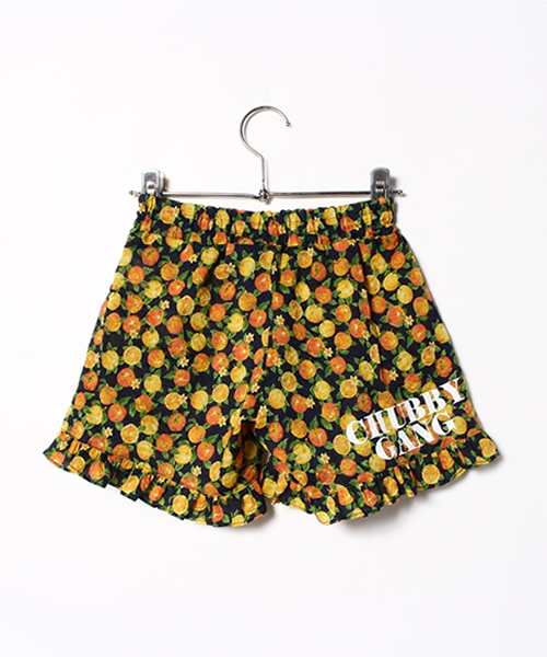 CHUBBYGANG（チャビーギャング）の「オレンジ柄　フリルショートパンツ（その他パンツ・キッズ・ネイビー/ホワイト・140/160/150）」の3枚目の写真