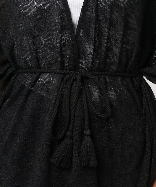 VENCEEXCHANGE（ヴァンスエクスチェンジ）の「透かし編みポンチョカーデ       （カーディガン/ボレロ・レディース・ホワイト/ブラック/クリアイエロー/ダークグリーン・MEDIUM）」の9枚目の写真