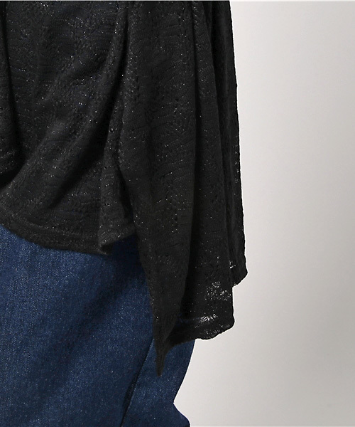 VENCEEXCHANGE（ヴァンスエクスチェンジ）の「透かし編みポンチョカーデ       （カーディガン/ボレロ・レディース・ホワイト/ブラック/クリアイエロー/ダークグリーン・MEDIUM）」の10枚目の写真