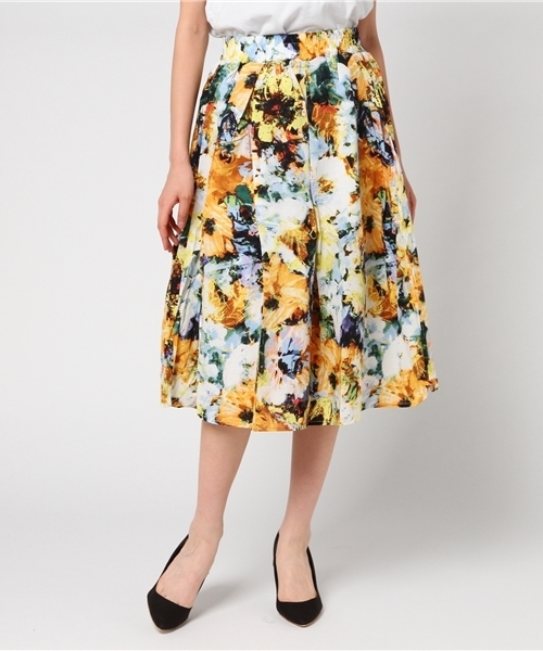 Interplanet インタープラネット の 綿ブロード水彩花柄スカート スカート Wear