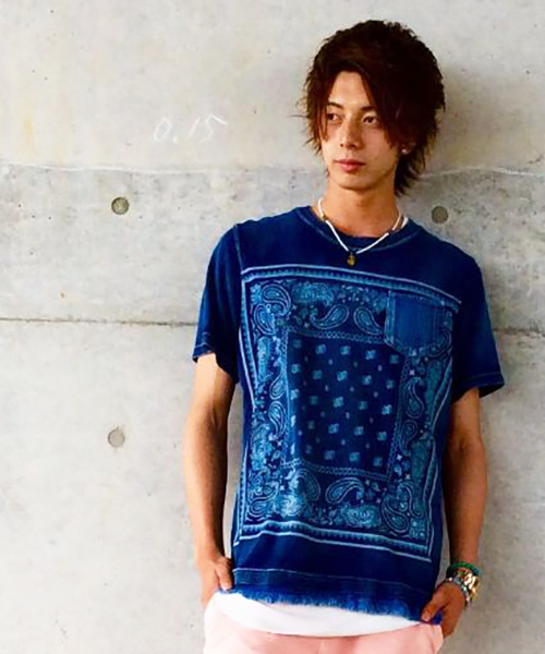 VENCEEXCHANGE(ヴァンスエクスチェンジ)の「インディゴペイズリープリントTシャツ (Tシャツ/カットソー・メンズ・ネイビー/オフホワイト/ブルー・MEDIUM/LARGE)」の1枚目の写真