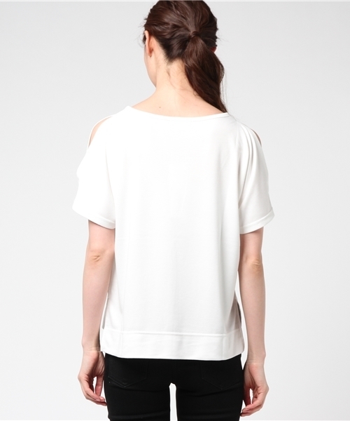 NATURAL BEAUTY BASIC(ナチュラルビューティーベーシック)の「スリットスリーブカットソー(Tシャツ/カットソー・レディース・ピンク系その他/ホワイト系その他/ブラウン・MEDIUM)」の6枚目の写真