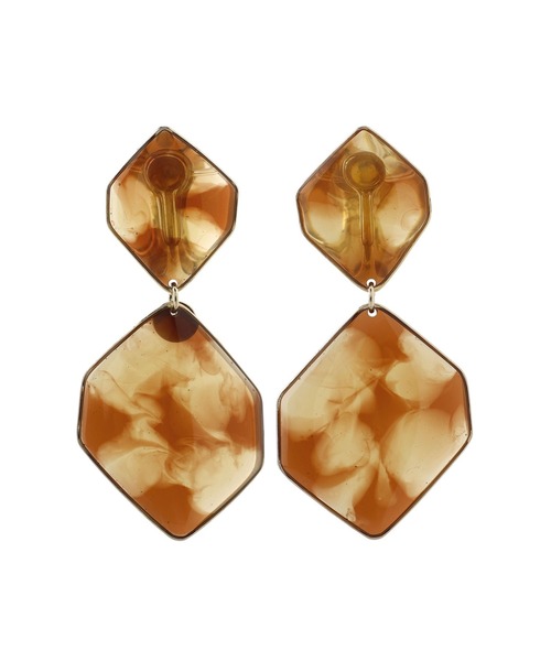 ANEMONE（アネモネ）の「ダブルヘキサゴンのつやつやイヤリング（イヤリング・レディース・ベージュ/ブラウン/ブルー/グリーン/ライトピンク/ライトブラウン/グレー/パープル/エメラルド・FREE）」の4枚目の写真