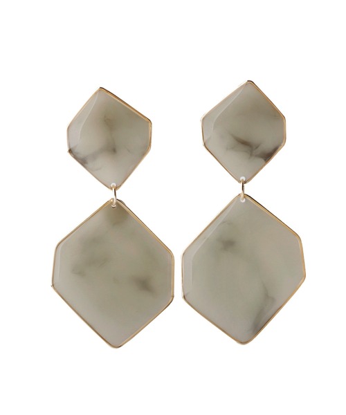 ANEMONE（アネモネ）の「ダブルヘキサゴンのつやつやイヤリング（イヤリング・レディース・ベージュ/ブラウン/ブルー/グリーン/ライトピンク/ライトブラウン/グレー/パープル/エメラルド・FREE）」の16枚目の写真