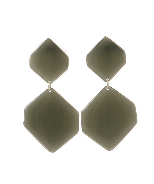 ANEMONE（アネモネ）の「ダブルヘキサゴンのつやつやイヤリング（イヤリング・レディース・ベージュ/ブラウン/ブルー/グリーン/ライトピンク/ライトブラウン/グレー/パープル/エメラルド・FREE）」の11枚目の写真