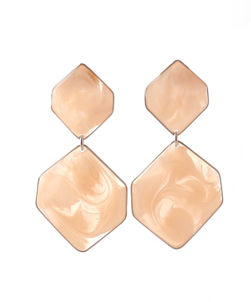 ANEMONE（アネモネ）の「ダブルヘキサゴンのつやつやイヤリング（イヤリング・レディース・ベージュ/ブラウン/ブルー/グリーン/ライトピンク/ライトブラウン/グレー/パープル/エメラルド・FREE）」の12枚目の写真