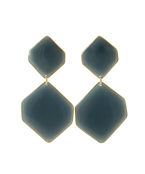 ANEMONE（アネモネ）の「ダブルヘキサゴンのつやつやイヤリング（イヤリング・レディース・ベージュ/ブラウン/ブルー/グリーン/ライトピンク/ライトブラウン/グレー/パープル/エメラルド・FREE）」の17枚目の写真