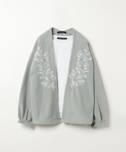 VENCEEXCHANGE(ヴァンスエクスチェンジ)の「リップルフリースアンサンブル(Tシャツ/カットソー・レディース・ライトグレー/ネイビー/ベージュ・MEDIUM)」の2枚目の写真