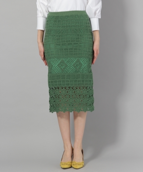 Andemiu（アンデミュウ）の「カギバリニットスカート786044（スカート・レディース・オフホワイト/グリーン/イエロー・FREE）」の14枚目の写真