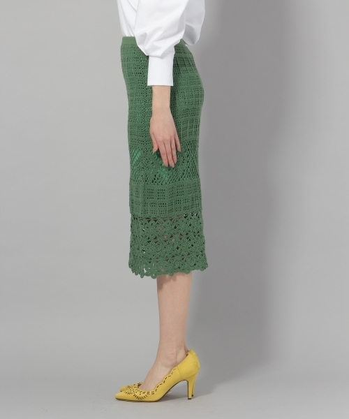 Andemiu（アンデミュウ）の「カギバリニットスカート786044（スカート・レディース・オフホワイト/グリーン/イエロー・FREE）」の5枚目の写真