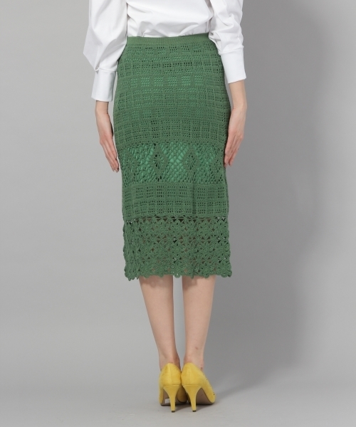 Andemiu（アンデミュウ）の「カギバリニットスカート786044（スカート・レディース・オフホワイト/グリーン/イエロー・FREE）」の9枚目の写真