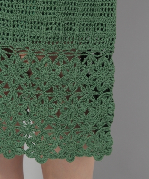 Andemiu（アンデミュウ）の「カギバリニットスカート786044（スカート・レディース・オフホワイト/グリーン/イエロー・FREE）」の8枚目の写真