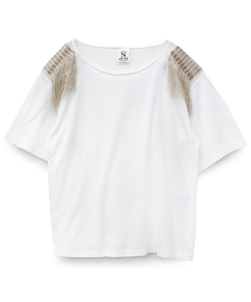 RNA-N（アールエヌエーエヌ）の「M0925 ショルダーフリンジTシャツ（Tシャツ/カットソー・レディース・ホワイト/グレー/ネイビー・MEDIUM）」の4枚目の写真